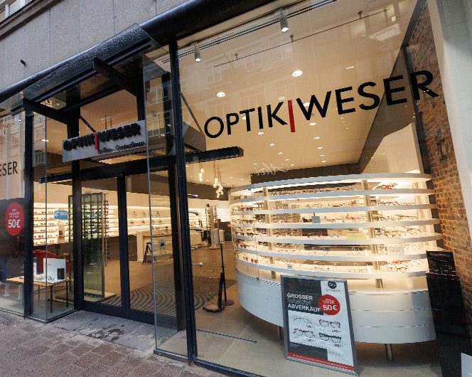 Ladengeschäft außen – Optikhaus Weser